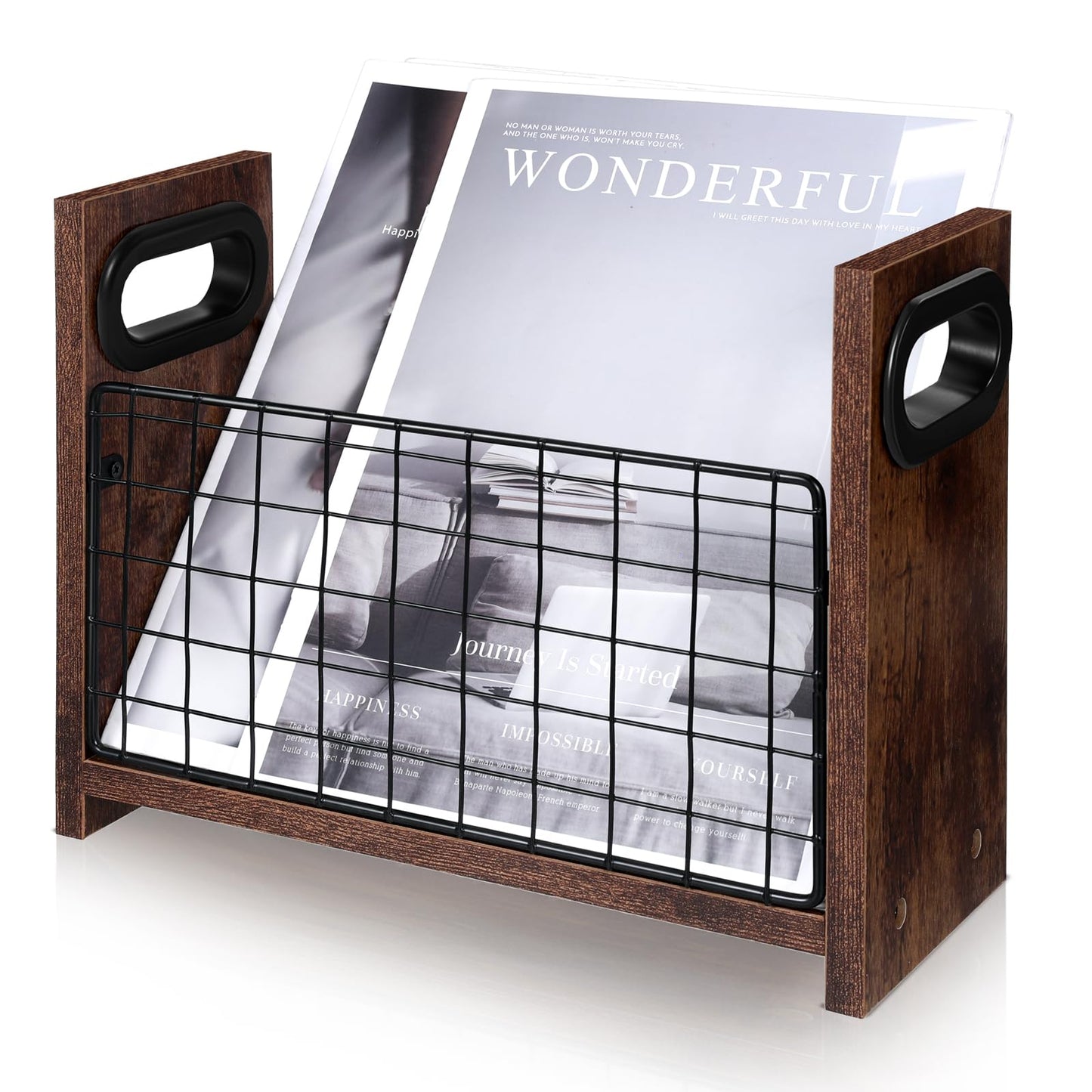 SynHHergyx Magazine Holder Magazine Book Holder Slim Magazine Rack Floor Magazine File Holder Storage Basket Folder Organizer Bin for Letters, Magazines, Books, Newspapers