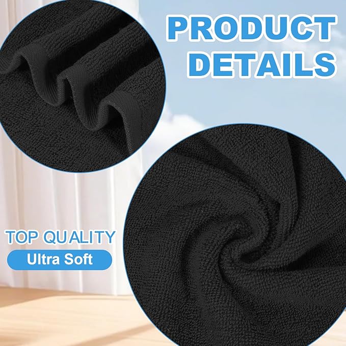 12 Pack 100% Cotton Wash Cloth, 12x12 Inch Highly Absorbent and Soft Feel