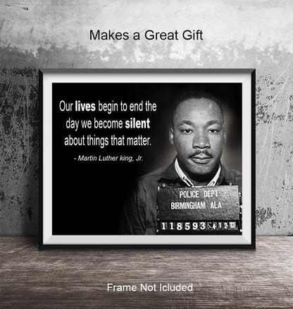 Martin Luther King Jr. Mugshot Wall Art Print - Ready to Frame Photo (8X10) - Home Decor - Makes a Great Gift for Bedrooms, Kitchens, Home Office and Living Rooms - MLK Motivational and Inspirational