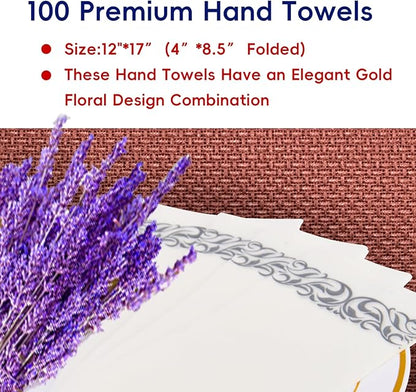JOLLY CHEF 100 Disposable Hand Towels, Soft and Absorbent Linen Feel Dinner