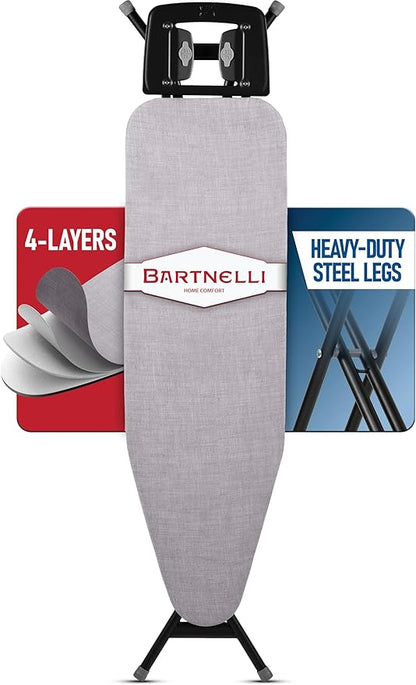 Bartnelli Extreme Stability Ironing Board 43x13 Upgraded Heavy-Duty Metal Frame