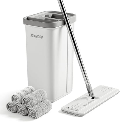 JOYMOOP Mop and Bucket with Wringer Set, Hands Free Flat Floor Mop and Bucket