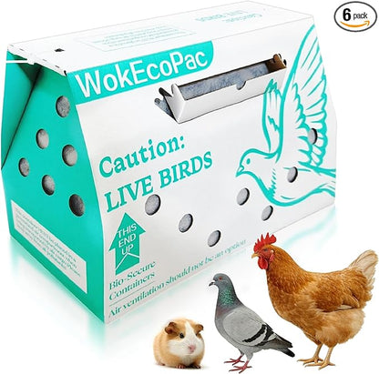 6 Pack Single Live Bird Shipping Boxes, Live Chicken Shipping Boxes, Poultry Shipping Boxes has Ventilation Openings, Cardboard Pet Carrier for Chicken, Bird, Duck, Pigeons, Canaries 17.7x7.8x11.8 in