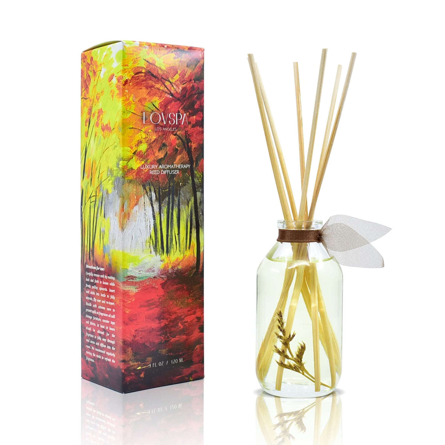 LOVSPA Reed Diffuser Set, Smoked Vanilla Scented Oil Diffuser with Sticks, Home Fragrance Accessories for Bathroom Shelf Decor, Aroma Diffusers for Home or Office Fall Decor, USA Made
