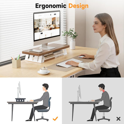 NestNeat Monitor Stand - 24 Inch Wood Monitor Stand Riser, 220 Pounds Load Capacity Desk Monitor Riser for Laptop/PC/Printer, Desktop Stands Organizer for Home Office