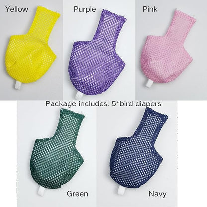 5 Pcs Summer Holey Style Bird Diaper Parrot Nappy Reusable Flight Suit with Waterproof Inner for Parakeet Cockatiel Macaw Budgie Lovebird Conure (Pigeon)