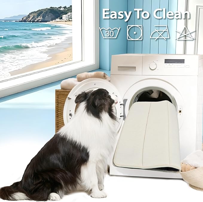 Cooling Dog Mat Q-Max>0.5 - Rapid Cooling Tech, Thin Breathable Crate Pad, Portable Washable Summer Mat, Chill Soothing Fabric - 41"x27" Extra Large Dog, Dark Beige
