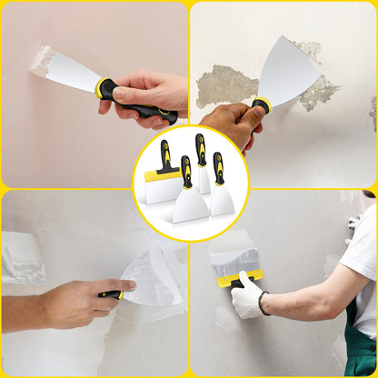 DEKEones Putty Knife Set, 4PCS Stainless Steel Scraper Paint Tool with Comfortable Grip for Drywall Repair, Wallpaper Removal and Plaster Scraping(2,4,6,8in)