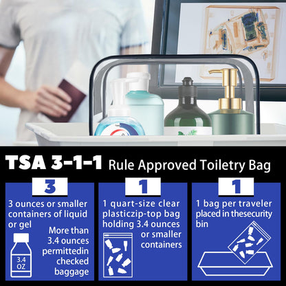 YOQIVEXU 6 Pieces Clear Cosmetics Bag Bulk, TSA Approved Toiletry Bag for Travel, PVC Zippered Clear Pouch Cosmetic Makeup Bag Waterproof Vinyl Plastic Organizer Case for Vacation Bathroom (Large)