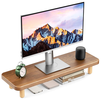 NestNeat Monitor Stand Riser, 24 Inch Wood Desk Organizer with Monitor Stand & Storage Computer Monitor and Laptop Riser Multifunctional Laptop Stand Desk Organizer for Office Home Screen/Laptop/PC (Walnut)