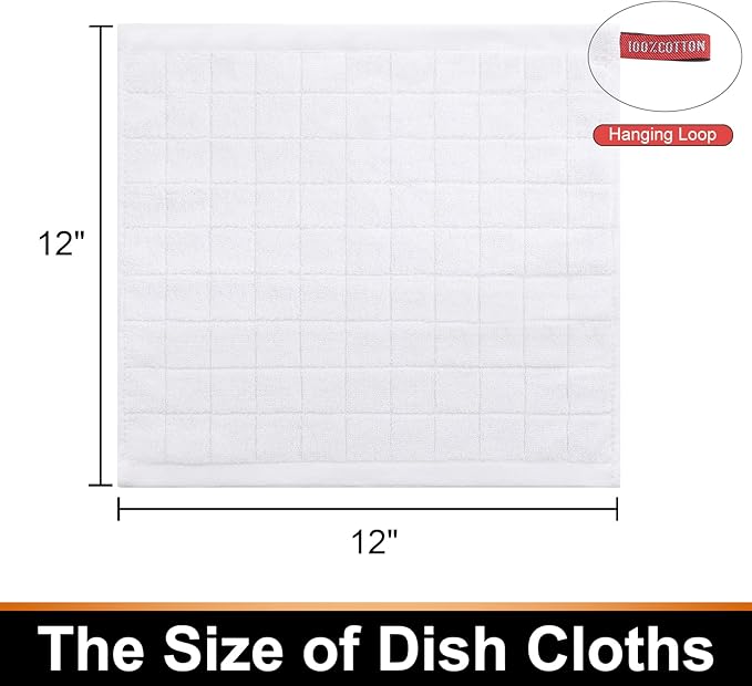 Mordimy 100% Cotton Terrycloth Kitchen Towels and Dishcloths Sets, Soft and