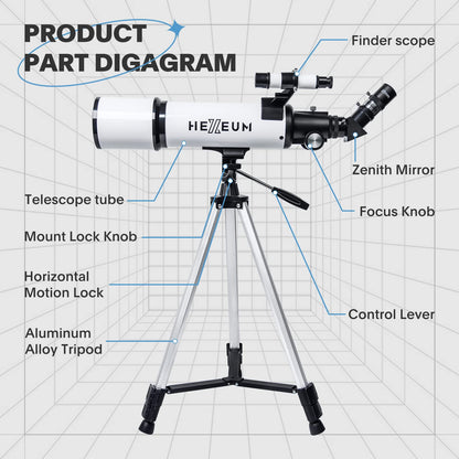 Telescope 80mm Aperture 600mm - Astronomical Portable Refracting Telescopes Fully Multi-Coated High Transmission Coatings AZ Mount with Tripod Phone Adapter, Wireless Control, Carrying Bag.
