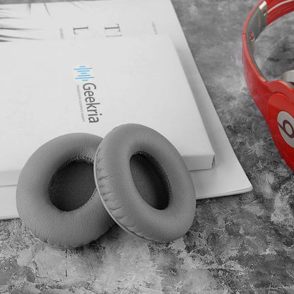 Geekria Replacement Ear Pads for Beats Solo HD On-Ear Headphones Ear Cushions (Not Compatible with Other Headphone Models), Repair Parts (Grey)