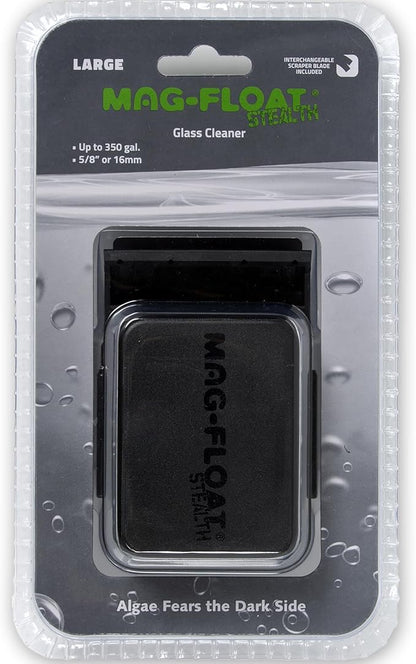 Mag-Float Large Black Stealth Glass Magnet Aquarium Scraper Cleaner with Blade - Floating Magfloat Magnetic Cleaning Tool