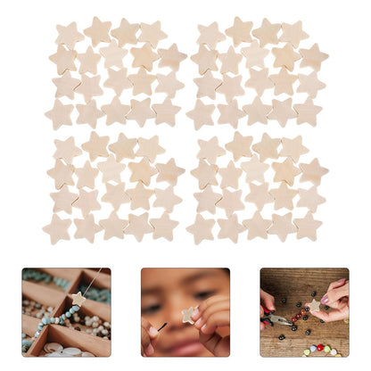 Ciieeo 100pcs Unfinished Wood Star Beads 20mm - Natural Wooden Spacer Beads with Pre-Drilled Holes for Jewelry Making | 0.78 inch Shape Charms for Farmhouse Garland Macrame Crafts