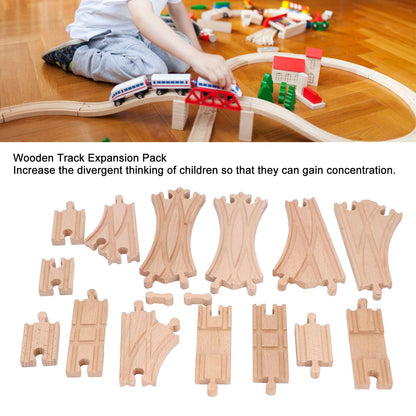 BROLEO Wooden Track Set, Educational Skill Development Wooden Track Expansion Pack Assembly Kit for Toddlers