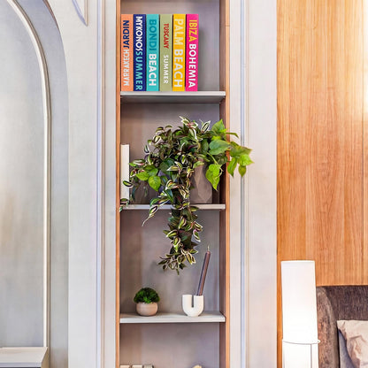 Leinuosen Set of 6 Decorative Books for Home Decor, Fake Books Stack with Wooden Beaded Garland Tassel for Coffee Table Bookshelf Mantel Hidden Storage Boxes Modern Home Decor(Travel)