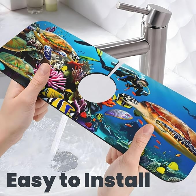 Marine turtle Kitchen sink faucet pad, strong water absorption, anti slip