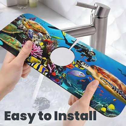 Marine turtle Kitchen sink faucet pad, strong water absorption, anti slip