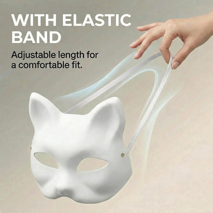 Vectronix 10 Pcs Cat Mask White Therian Mask Base for Crafts Diy Painting, Paper Cat Masks with Elastic Band for Kids Adults Halloween Costume Cosplay Masquerade Party Favors
