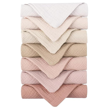 Konssy 7-Pack Soft Cotton Face Wash Cloths, Reusable Absorbent Washcloths