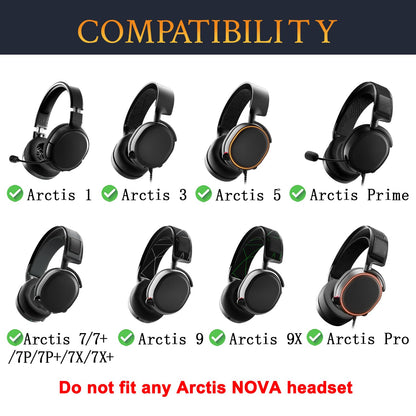 SOULWIT Replacement Earpads for SteelSeries Arctis 1/3/5/Arctis 7/7+/7P/7P+/7X/7X+/9/9X/Pro/Prime(Do Not Fit Any Arctis Nova) Headset, Ear Pads Cushions with High-Density Foam - Black