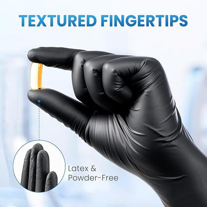 Borje Nitrile Gloves Large, 1000 Count Disposable Gloves, Black, Latex-Free Powder-Free, Medical Exam, Food Safe, Cleaning, Cooking