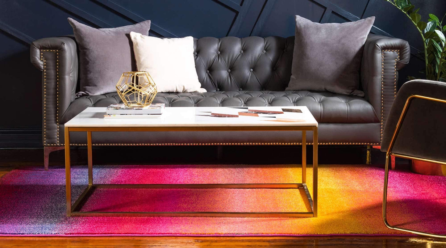 Unique Loom Estrella Collection Colorful, Gradient, Sunset, Abstract, Bright Colors Area Rug (5' 0 x 8' 0 Rectangular, Pink/Gold)