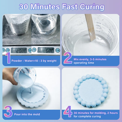 Eco Resin Casting Powder 1KG, 30 Minutes Demold Fast Curing Plaster of Paris, Plaster Powder Casting Kit for DIY Home Art