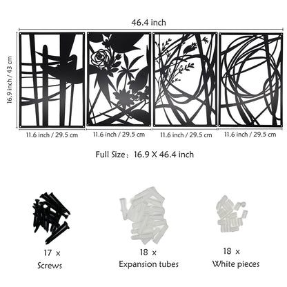 AIM & GGKK 4-Pack Minimalist Metal Wall Art Decor - Rustproof Abstract Line Decor for Bathroom, Living Room & Bedroom - Lightweight & Easy-to-Hang Modern Gallery Set for Empty Walls (17"x12", Black)