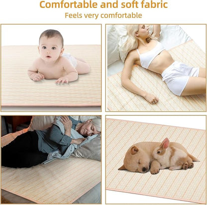 Bed Pads for Incontinence Washable, 40"x55" Large Reusable Waterproof Soft Wetting Pee Underpad for Adults, Elderly, Seniors, Women, Kids & Pets, Machine Washable Pad for Bed, Sofa-Beige