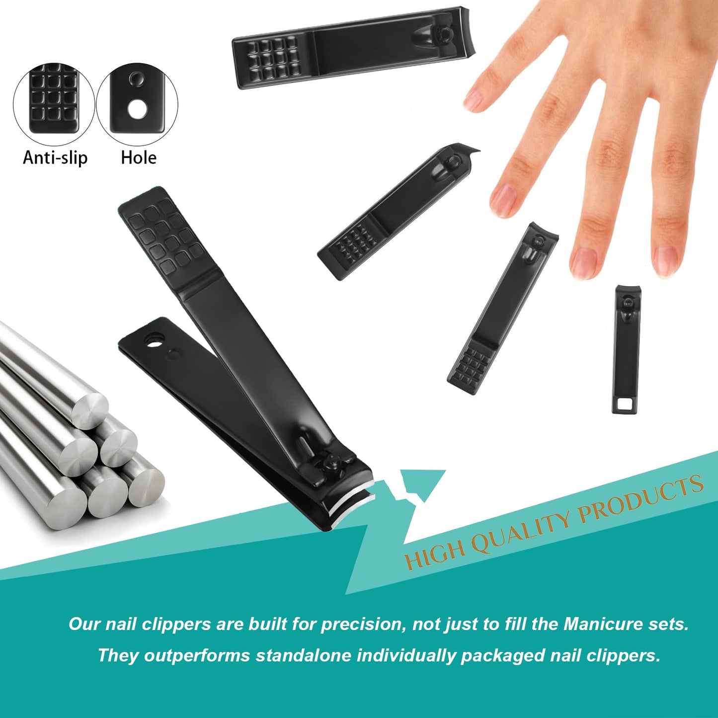 Nail Clippers Set, 26 Piece Manicure Set & Pedicure Kit, Stainless Steel Fingernail & Toenail Clipper Cutters, Professional Nail Care Tools with Luxurious Travel Case for Men and Women, Black