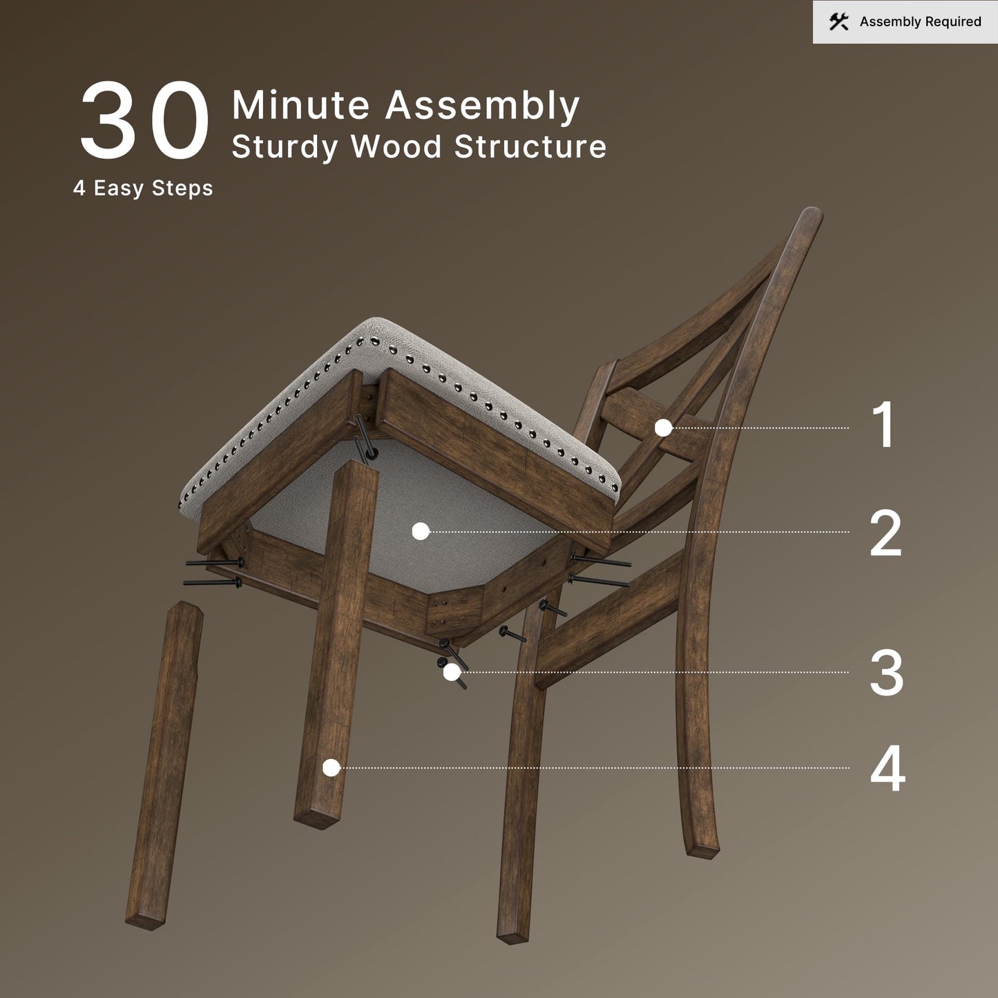 Signature Design by Ashley Moriville Modern Farmhouse 19" Upholstered Dining Room Chair, 2 Count, Brown