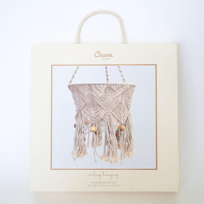 Crane Baby Macrame Ceiling Hanging, Charlie Farmhouse Nursery Mobile, Boho Baby Mobile for Crib, Baby Room Decor, Gender Neutral Nursery Decor, Handmade Decor for Baby Room