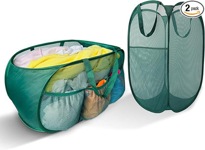 Collapsible Laundry Basket 2 pack, Mesh Pop Up Laundry Hampers
