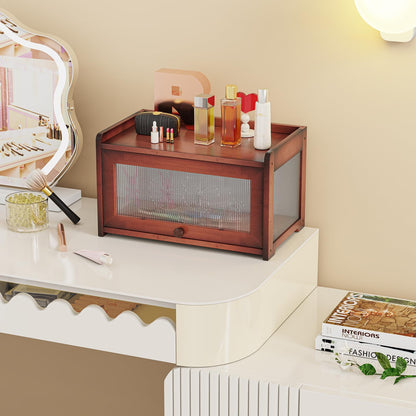 BAMBANG Bamboo Bread Box for Kitchen Countertop, Extra Large Farmhouse Bread Box with 4-Side Clear Panels, Wooden Bread Storage Container for Homemade Bread, Brown