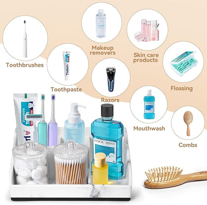 Marble Bathroom Countertop Organizer, Toothbrush Holders