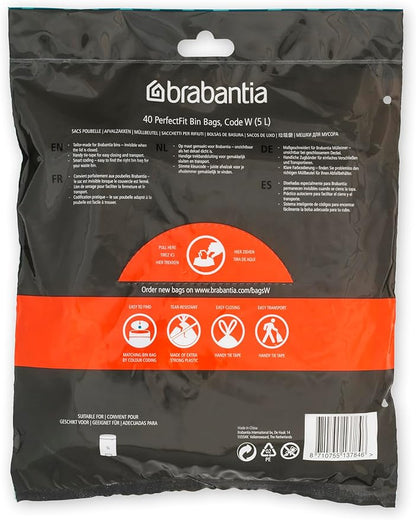 Brabantia PerfectFit Trash Bags Thick Plastic Trash Can Liners