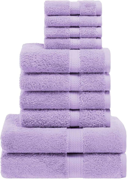 Superior Egyptian Cotton Solid Towel Set, Washcloths 13” x 13”, Hand Towels 20”