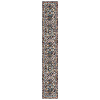 KOZYFLY Area Rug 3x14 Ft Washable Boho Runner Rug for Entryway Hallway Indoor Printed Faux Wool Carpet for Kitchen Bedroom Hall, Brick Red/Orange/Green