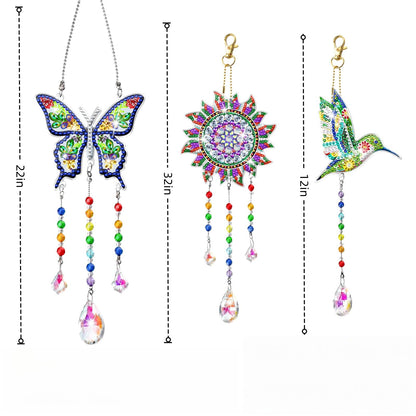 DIY Diamond Art Painting Kits for Adults Wind Chime Suncatcher Hummingbird Craft Kit Home Window Garden Decor Gift