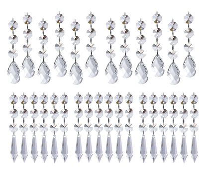 60 PCS Clear Acrylic Crystal Beads for Christmas Ornaments Tree Decorations Garland Chandelier Hanging Wedding Party Celebration Decor (Teardrop+Icicle)