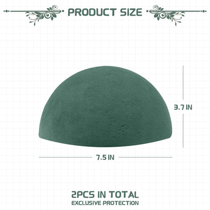 2 Pcs Floral Foam Half Balls, 7.5"W x 3.7"H Half Round Green Dry & Wet Flower Foam for Fresh or Artificial Flower Arrangements, Florist Foam for Craft Supplies,Wedding, Birthdays, Home Decor