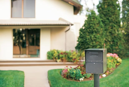 Architectural Mailboxes 6200Z-10 Oasis Classic Locking Post Mount Mailbox, 18"D x 11.5"W x 14"H ,Graphite Bronze