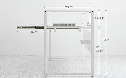 LYYL Music Studio Desk with Keyboard Tray, for Full 88 Keys and 61 Keys (Music Producer Desk) (White, 88 Keys (Without Height Adjustment Bracket)