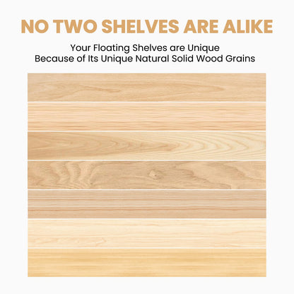 storenization Floating Book Shelves for Wall, 16.5" Natural Wood Nursery Shelves for Book Storage, Solid Pine Wooden Floating Wall Bookshelf for Bedroom Living Room, Set of 2+1, Unfurnished - DIY