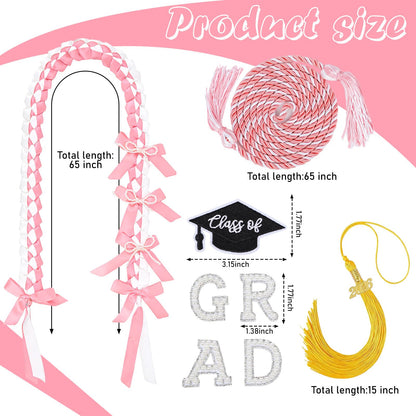 Hamdwerk Graduation Leis Class of 2026, Ribbon Leis Making kits for Graduation 2026, with Graduate Honor Cord and Tassel, DIY Braided Necklace Decorations for Graduate Gifts Party Supplies Accessories