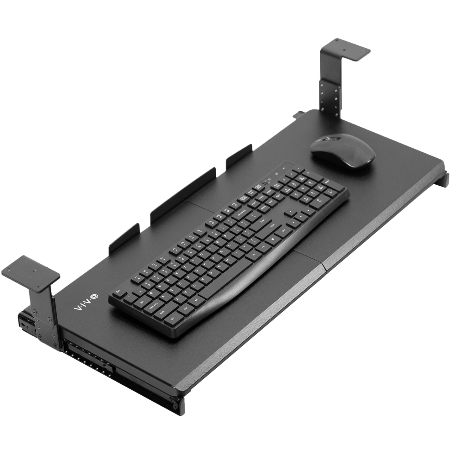 VIVO Large Height Adjustable Under Desk Keyboard Tray, 27 x 11 inch Slide-Out Platform Computer Drawer for Typing, Black, MOUNT-KB27HB