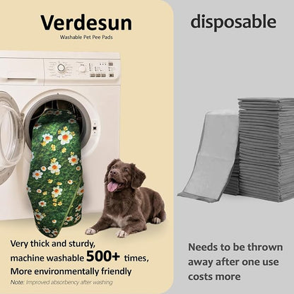 Washable Pee Pads for Dogs, Reusable Puppy Potty Training Pads, Ultra-Absorbent Thick Waterproof Leak-Proof Non-Slip Pads & Mat for Crate, Playpen, Floor, Whelping & Housebreaking , 2 Pack 24"x48"