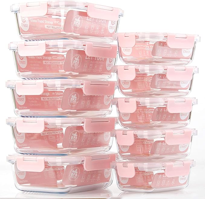 C CREST Glass Meal Prep Containers, Food Storage Containers